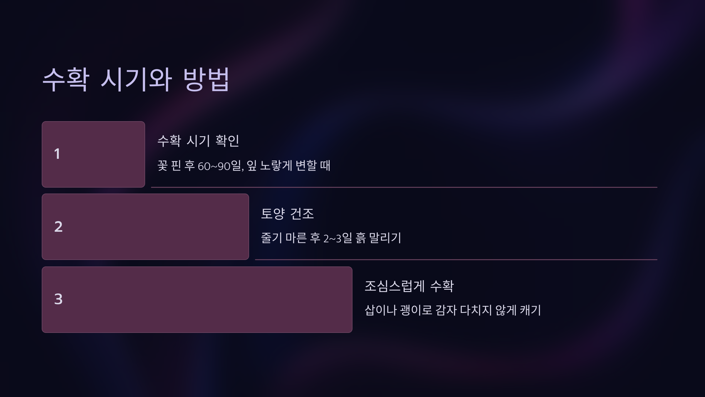 수확 시기와 방법