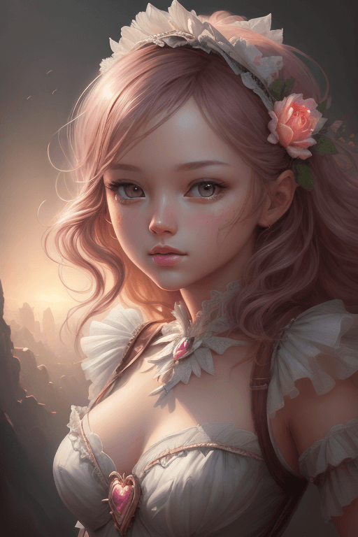 Playground AI로 생성한 그림(1) - 갈색 눈의 미소녀