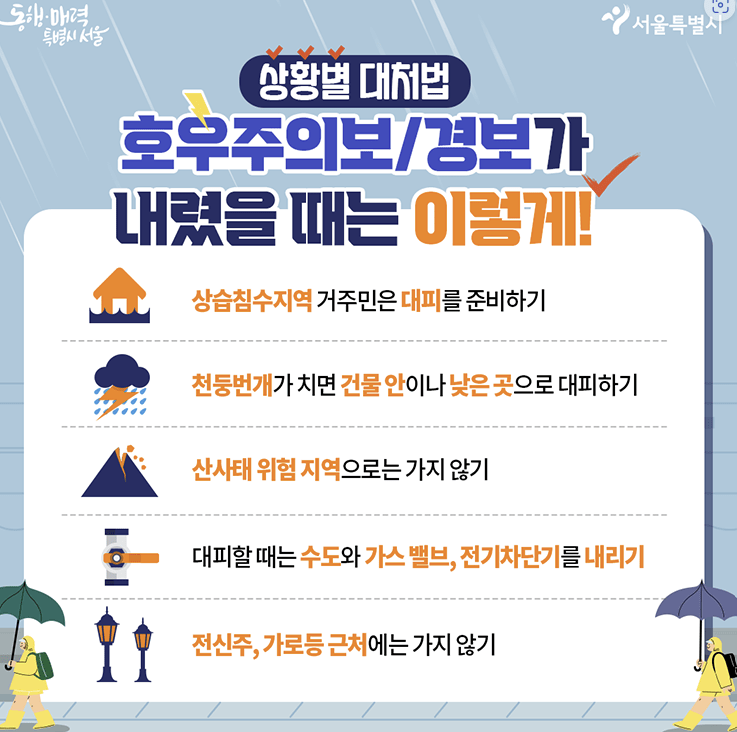 호우주의보, 호우경보 시 대처방법1