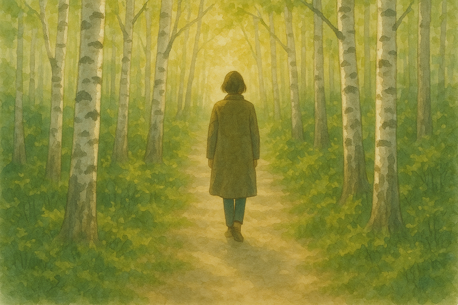 햇살 속 자작나무 숲 길