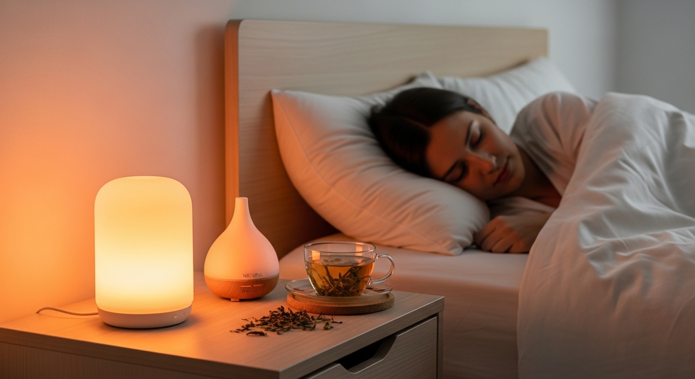 최신 수면 과학이 적용된 아늑한 침실에서 숙면을 취하는 사람의 모습