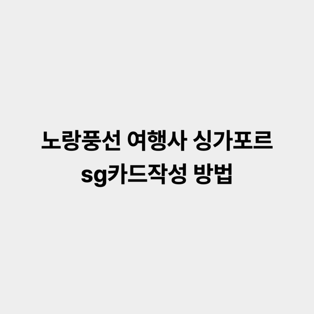 노랑풍선 여행사 싱가포르sg카드작성 방법
