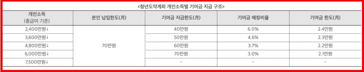 청년도약계좌 기여금 지급 구조표