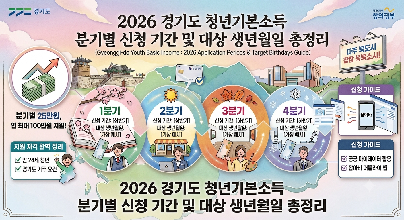 2026 경기도 청년기본소득 분기별 신청 기간 및 대상 생년월일 총정리