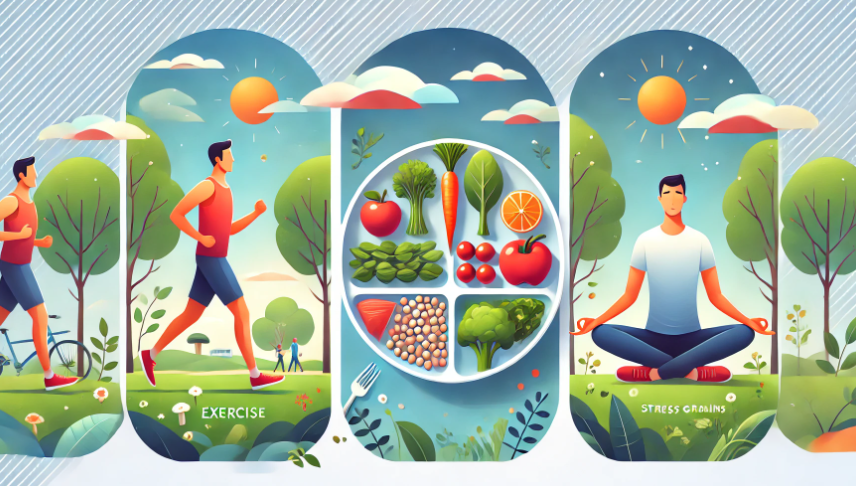 당뇨를 예방하는 습관을 보여주는 그림