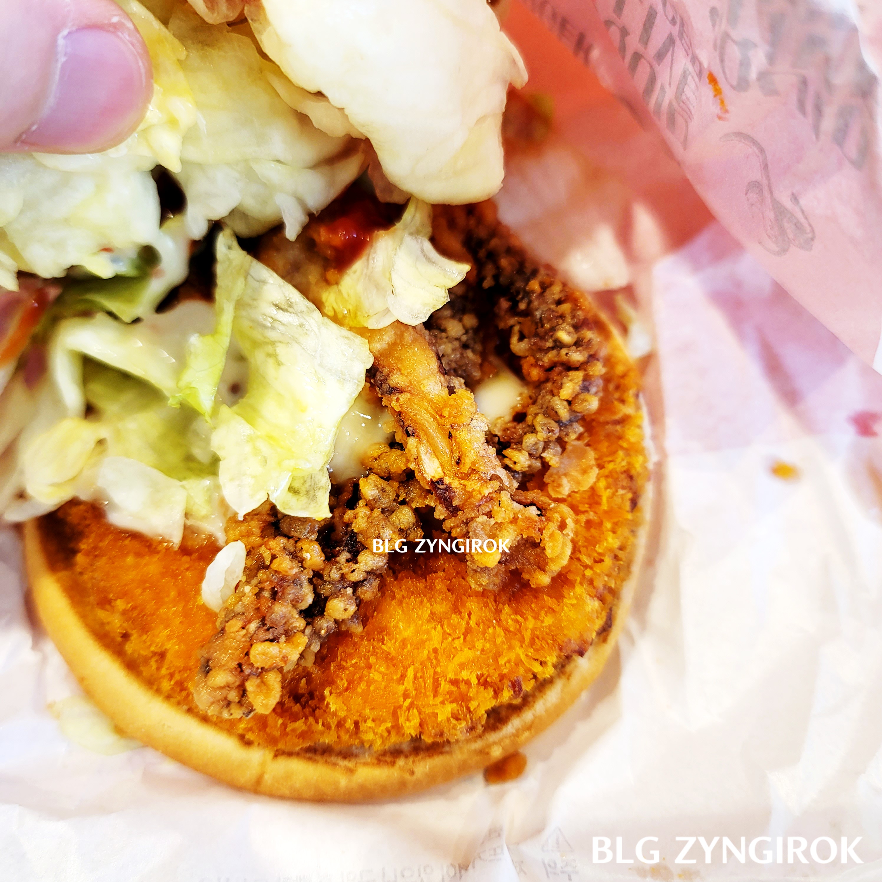 롯데리아 얼라이브 오징어 버거 내 오징어 튀김모습이다.