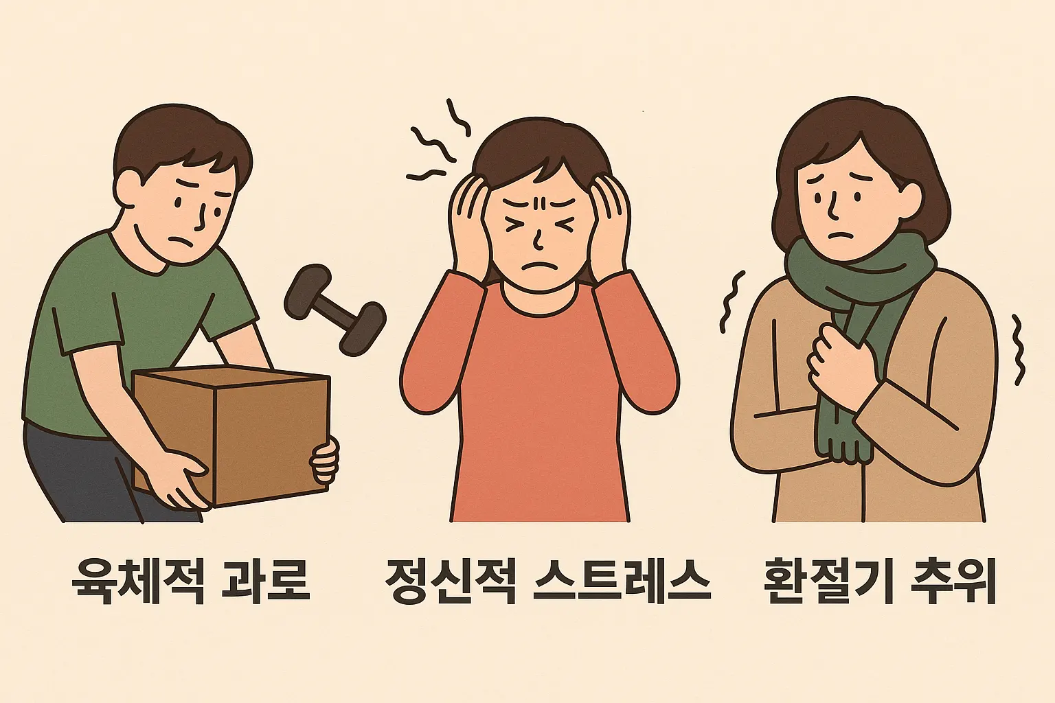 몸살 원인 3가지 — 육체적 과로, 정신적 스트레스, 환절기 추위