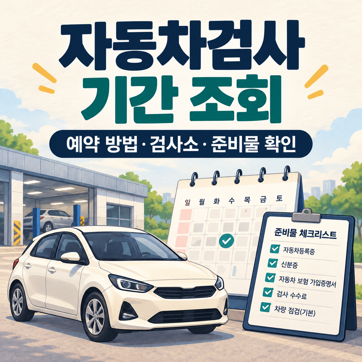 자동차검사 기간 조회 및 예약 방법 - 검사소 찾기와 준비물 확인