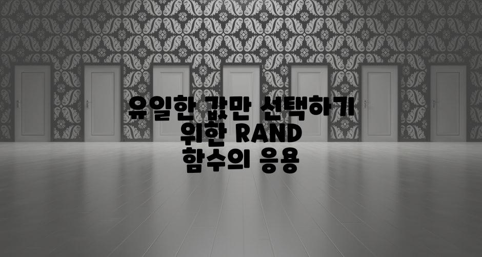유일한 값만 선택하기 위한 RAND 함수의 응용