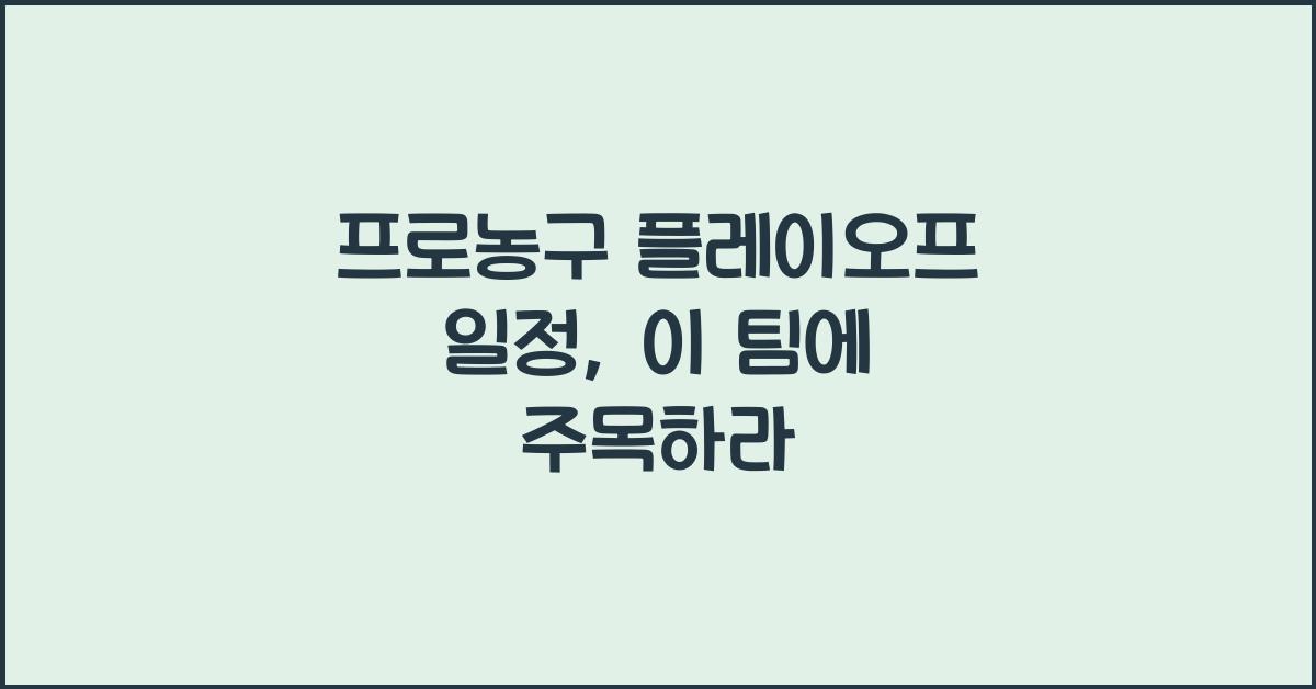 프로농구 플레이오프 일정