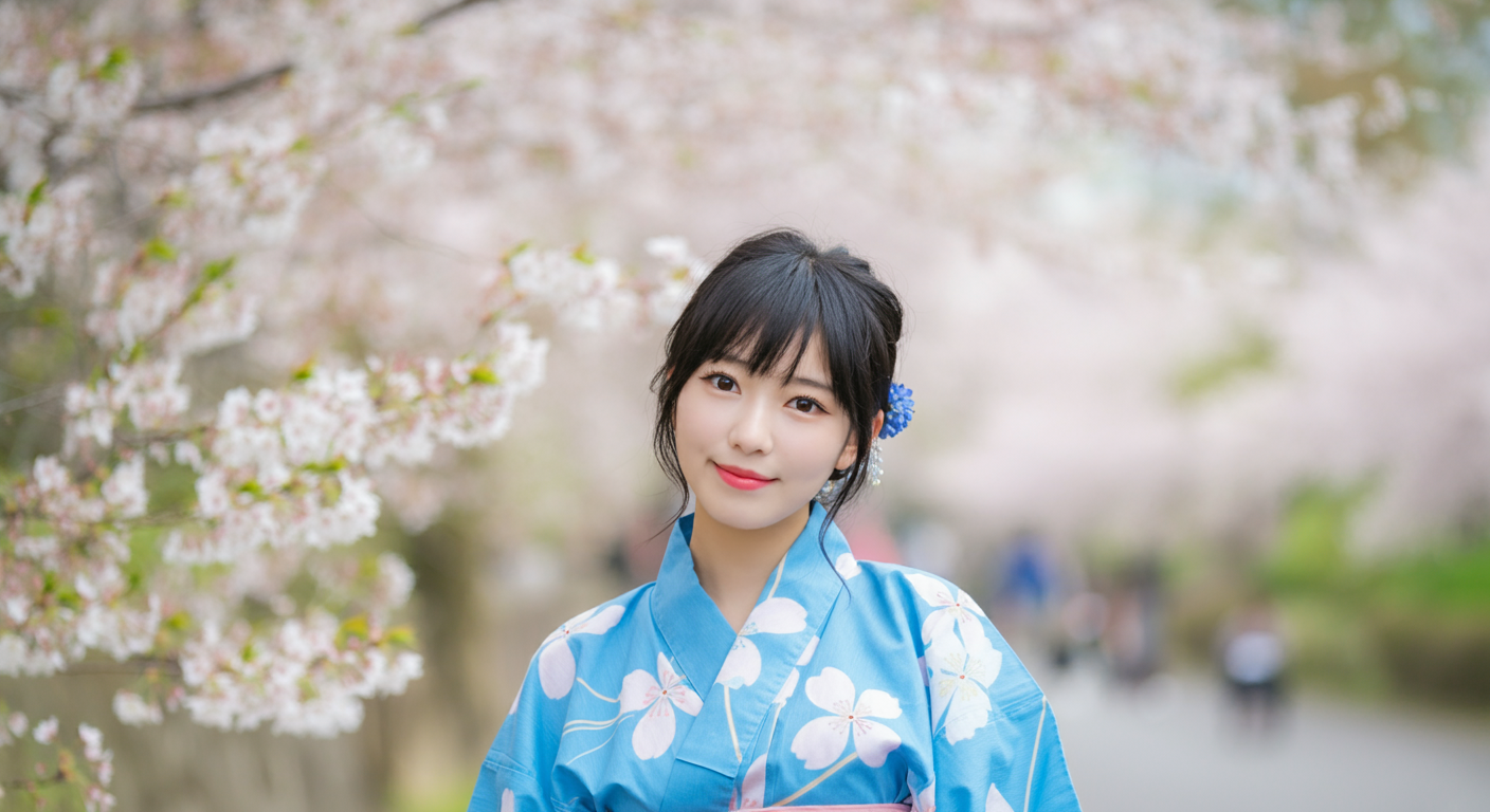 일본 배경으로 사진을 찍은 여자