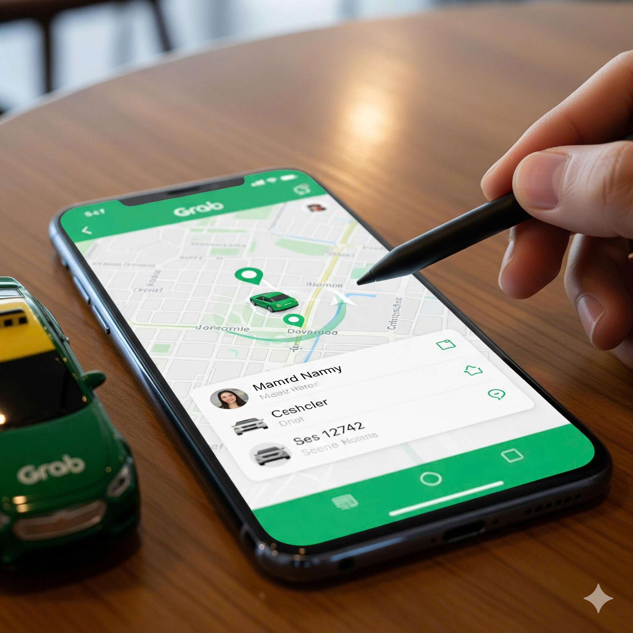 스마트폰에서 그랩(Grab) 앱을 설치 하고 있는 모습