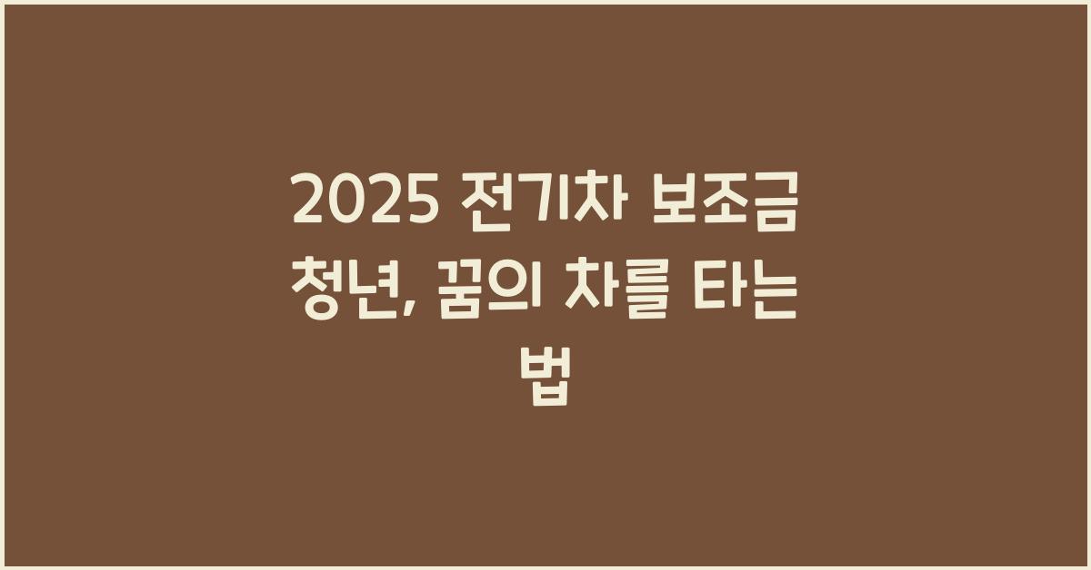 2025 전기차 보조금 청년