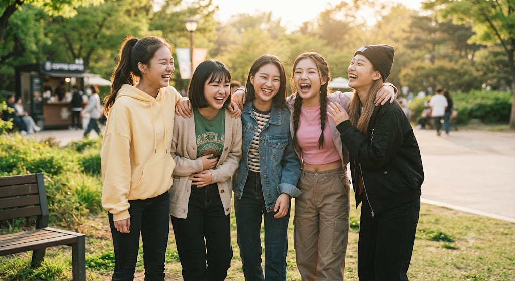 고등학생으로 보이는 여학생들의 모습