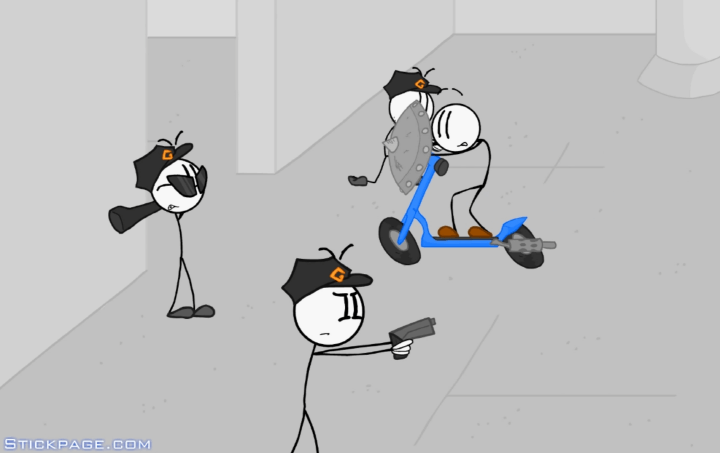 다이아몬드를-훔치기-위해-씽씽카를-타고-박물관으로-돌진하는-화면