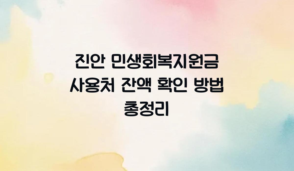 진안 민생회복지원금 사용처 잔액 확인 방법 총정리