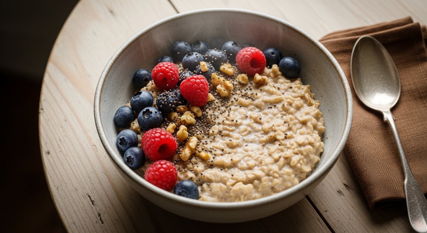 오토밀,딸기,블루베리,견과류