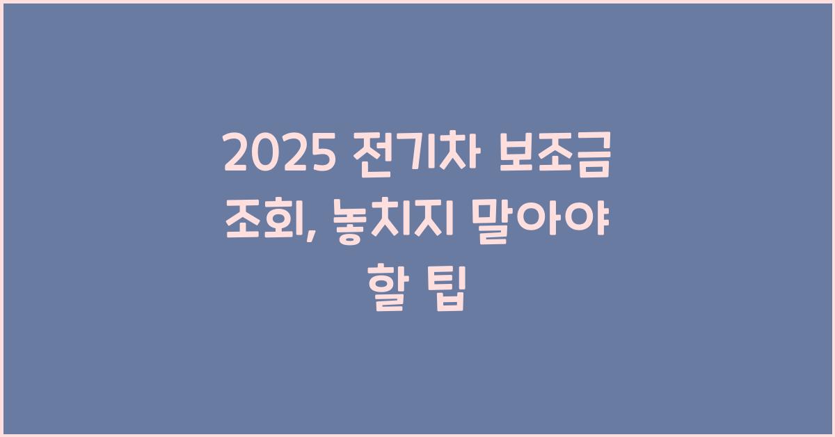 2025 전기차 보조금 조회