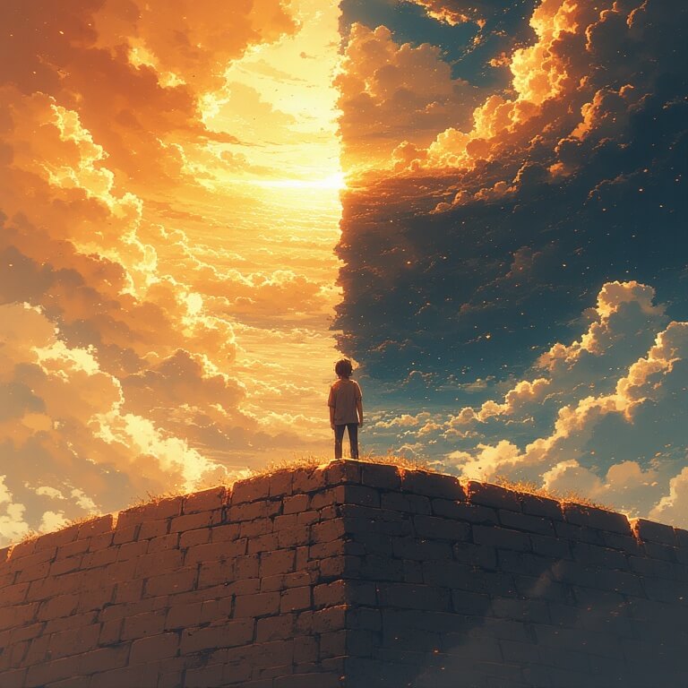 벽과 자유를 나타낸 일러스트