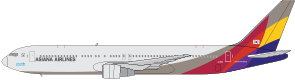 아시아나항공 보잉 B767 기본정보, 좌석배치도, 좌석 간격