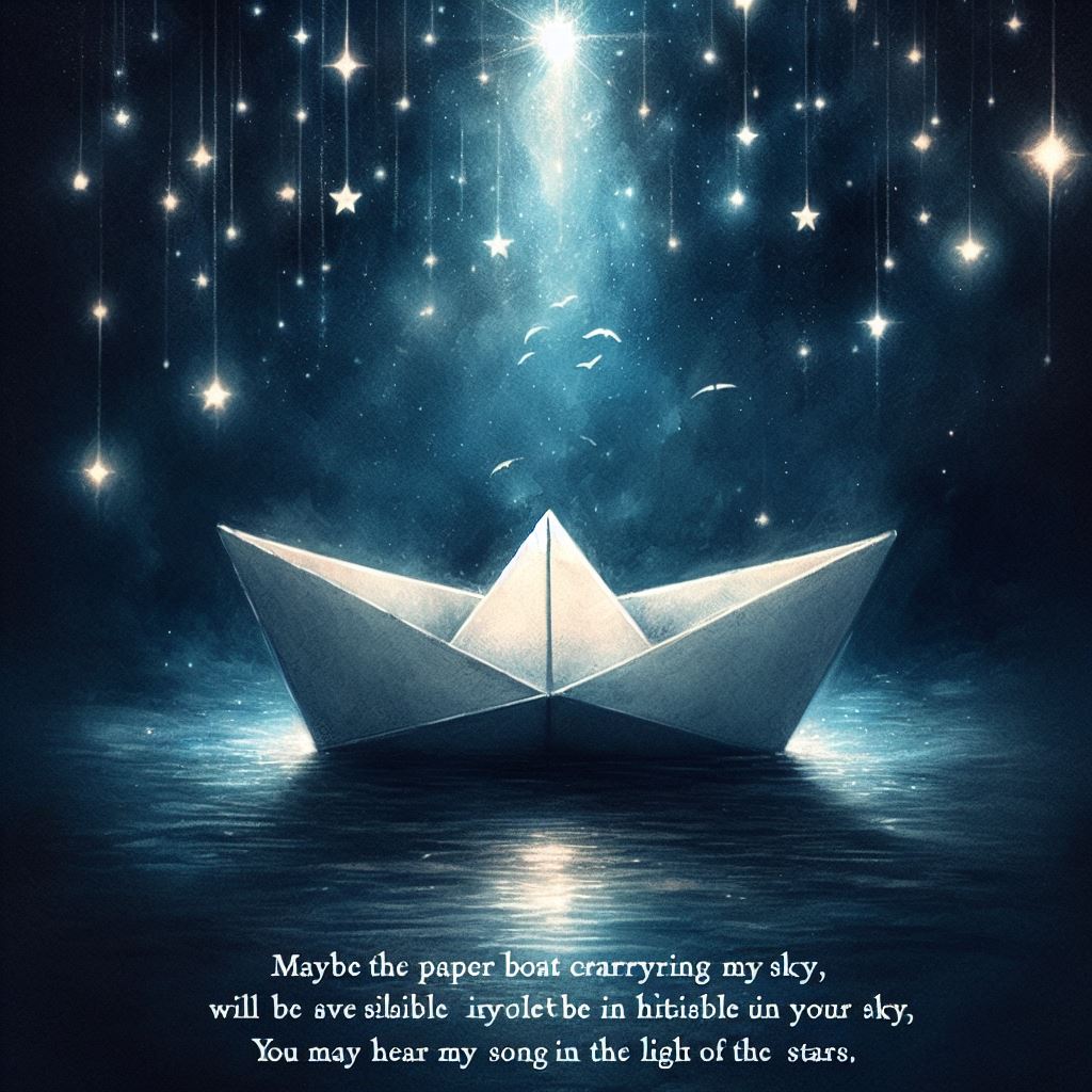 어쩌면 나의 노래를 실은 종이배 당신의 하늘에서도 보일지 모르니까요 당신의 별빛 속에서도 내 노래 소리 들릴지 모르니까요