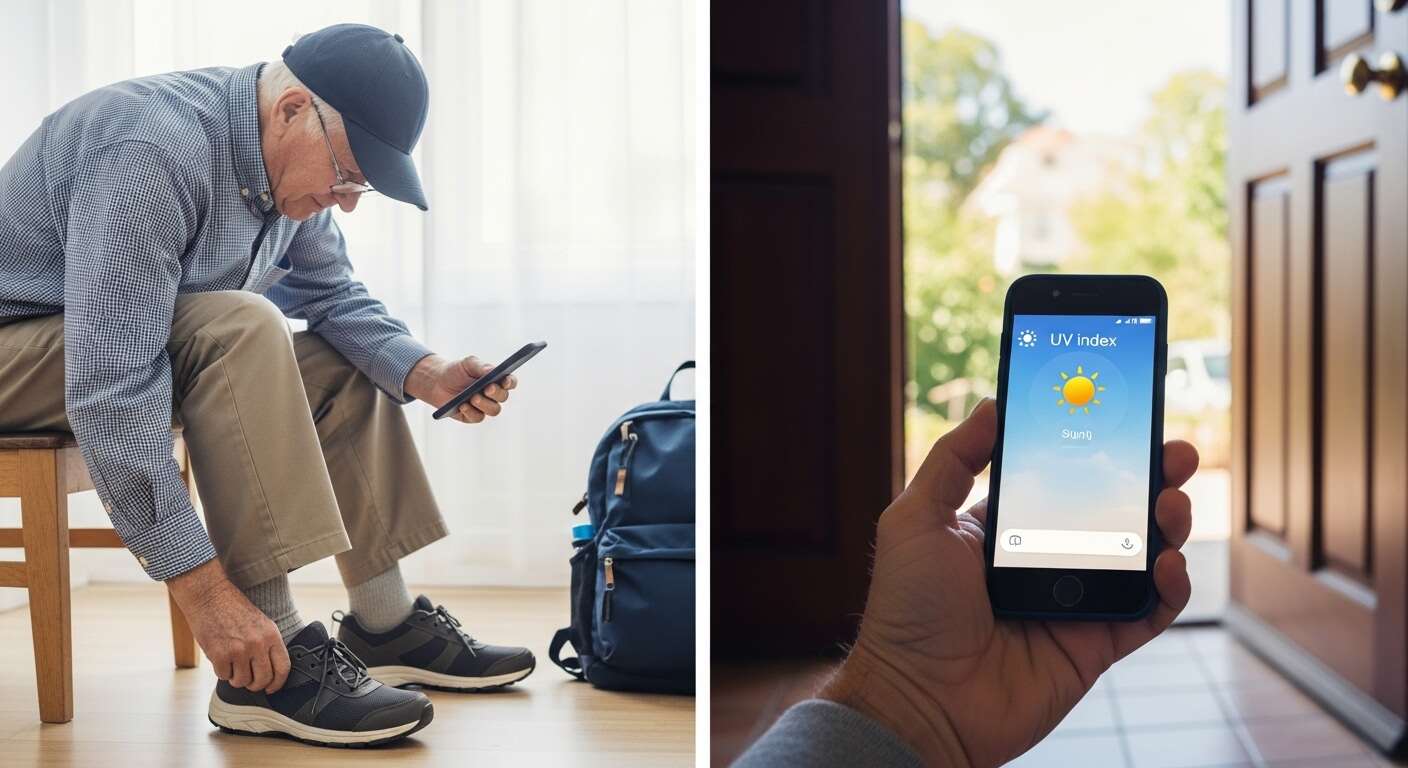 스마트폰 AI 날씨 알림으로 외출 준비가 편해진 시니어의 생활 모습