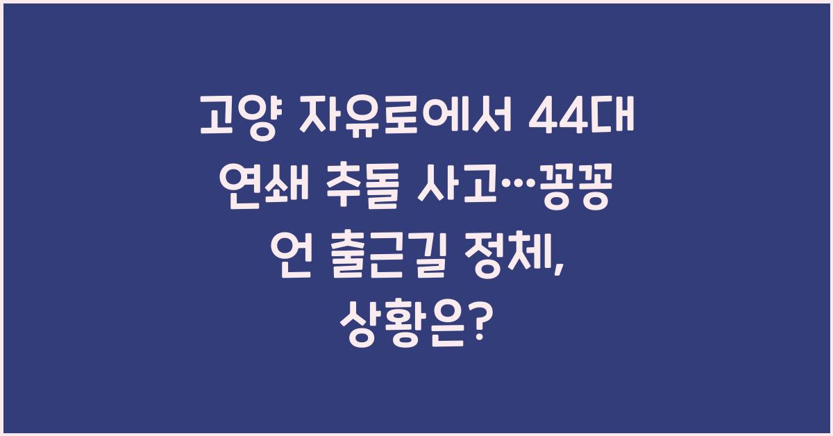 고양 자유로에서 44대 연쇄 추돌 사고…꽁꽁 언 출근길 정체