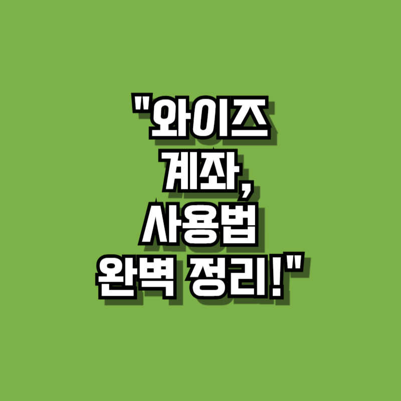 &quot;와이즈 계좌, 사용법 완벽 정리!&quot;