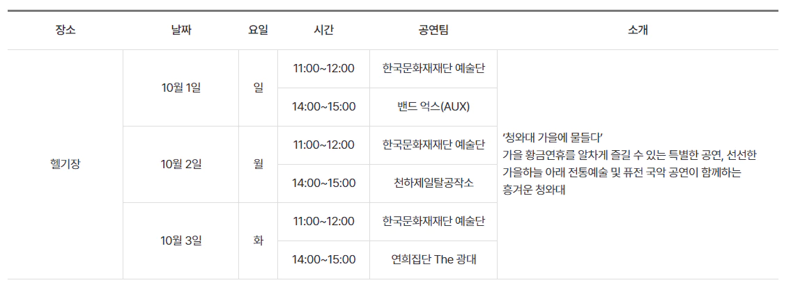 청와대-관람-공연일정