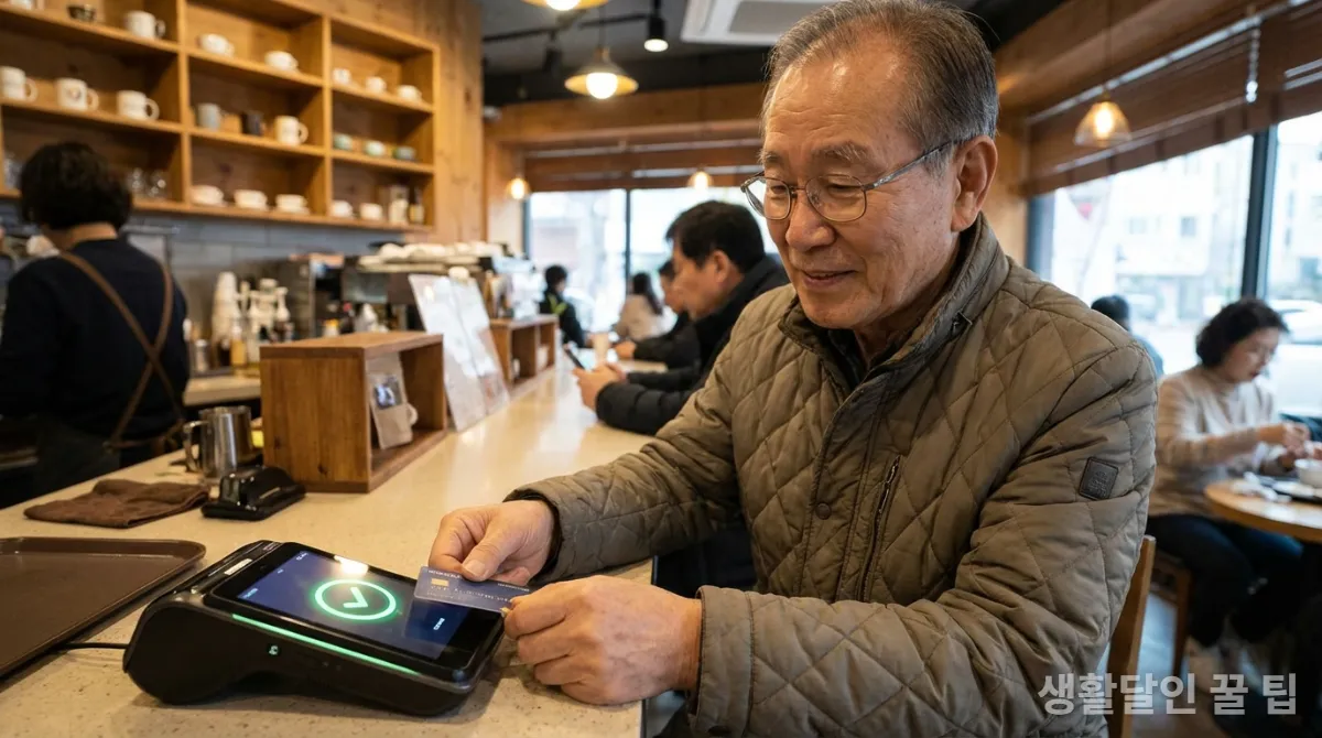 고령층을 위한 카드 포인트 자동 사용 서비스가 적용되는 결제 장면