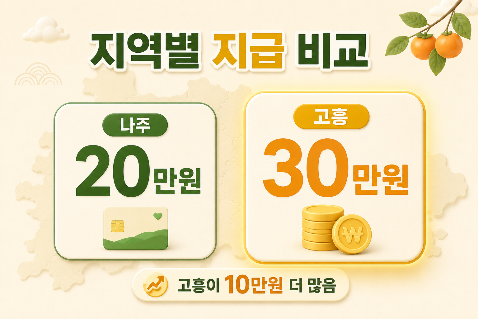 2026 추석 민생지원금 나주시 20만원 고흥군 30만원 지역별 비교