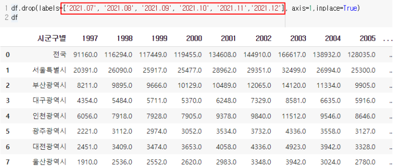 여러개의값 삭제