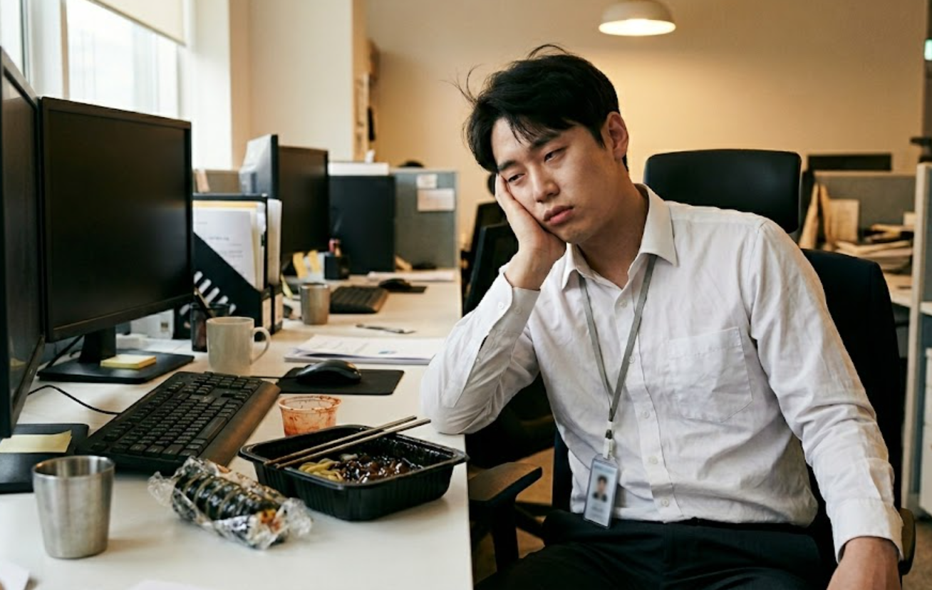 혈당 스파이크로 잠이 오는 직장인 사진 예시