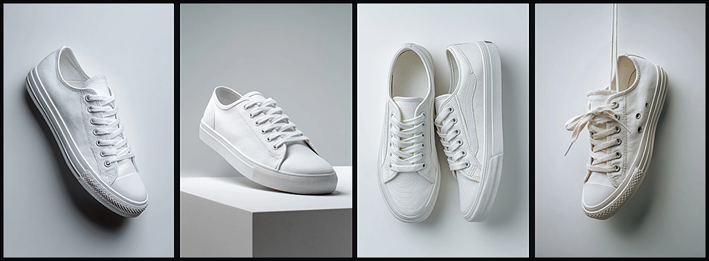 Midjourney Retexture, 흰색 캔버스 스니커즈 제품 원본 이미지_Midjourney