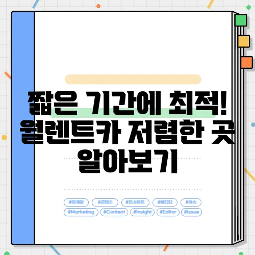 짧은 기간에 최적! 월렌트카 저렴한 곳 알아보기