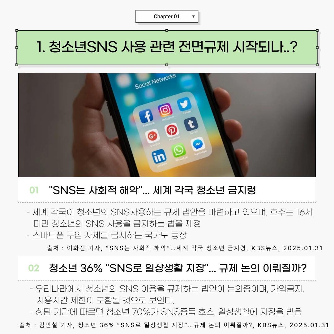 1. 청소년 SNS사용 관련 전면규제 시작되나..?
