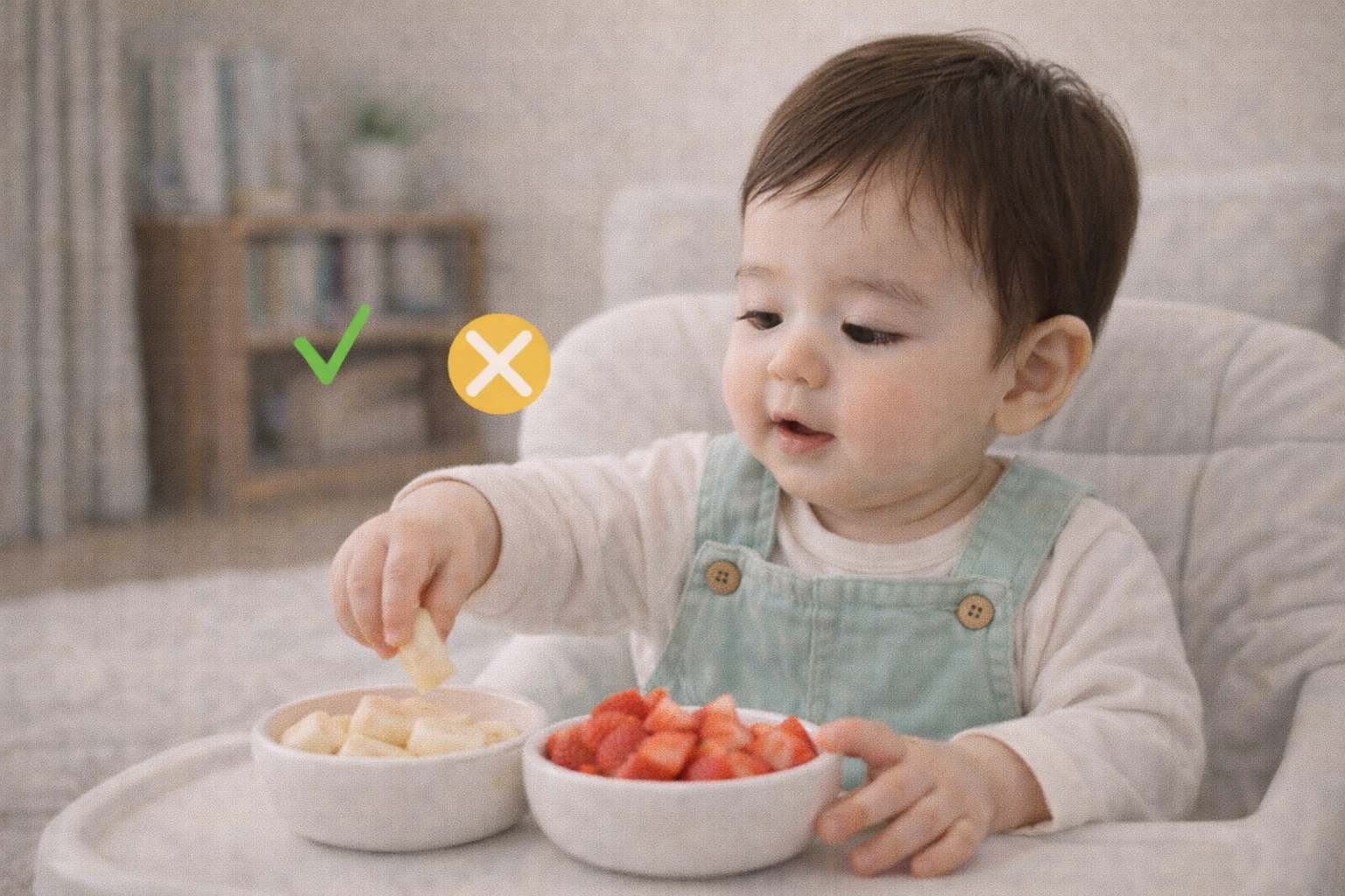 영아전환기 특정 음식만 선택해 먹으려는 아기 모습