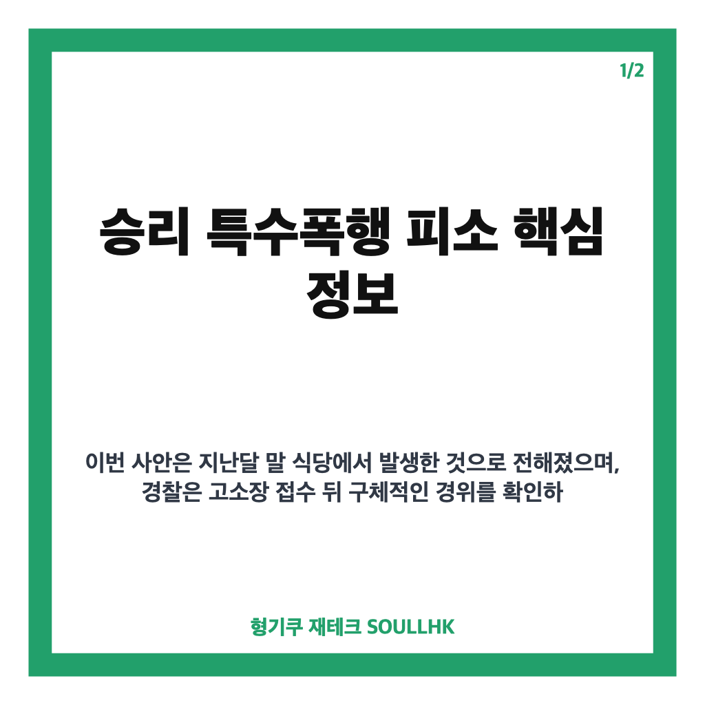 승리 특수폭행 피소, 강남 식당 폭행 혐의 사건 경위 정리 카드뉴스 1