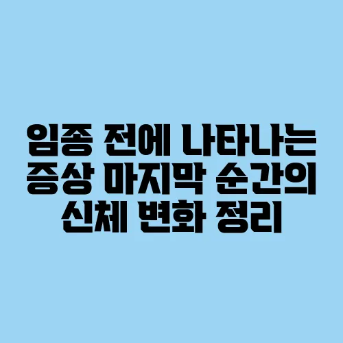 임종 전에 나타나는 증상 마지막 순간의 신체 변화 정리