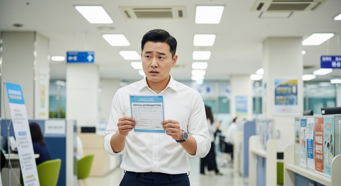 고용센터에서 환수 통보서를 받아든 남성
