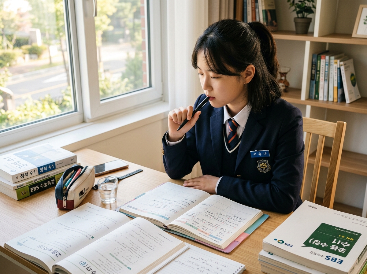고등 수학 주간 학습 계획을 세우는 학생의 모습