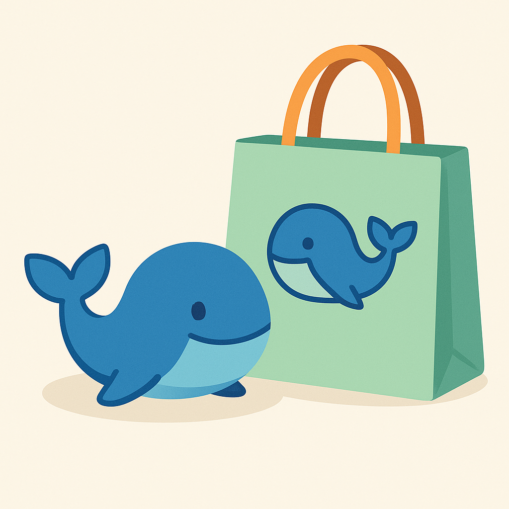 고래 피규어, 장바구니 일러스트