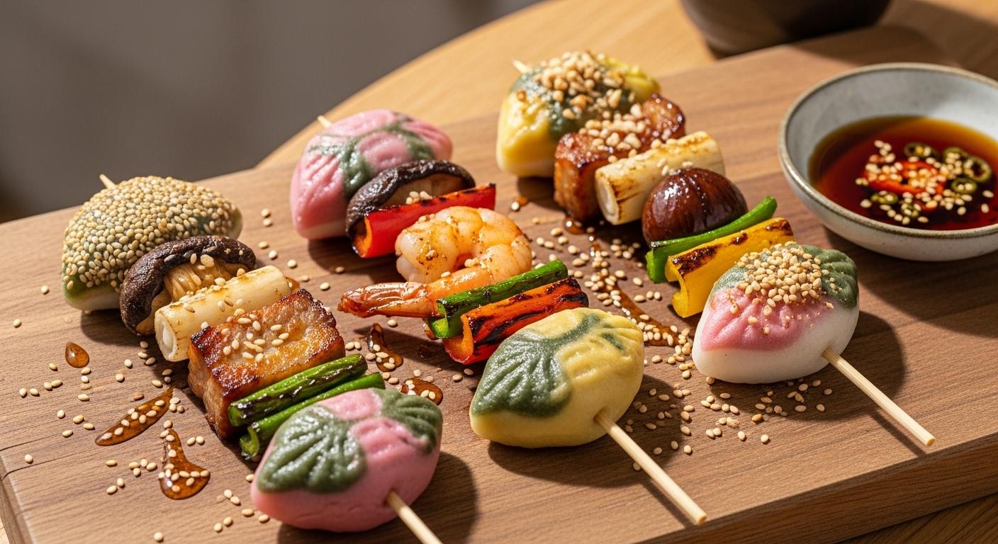 이색 송편 떡꼬치