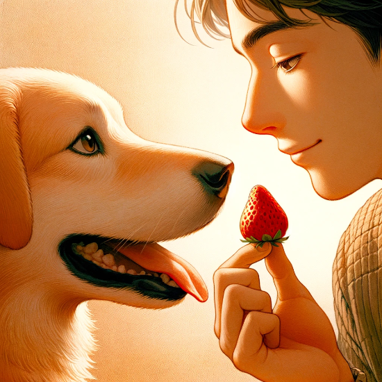 강아지와 딸기