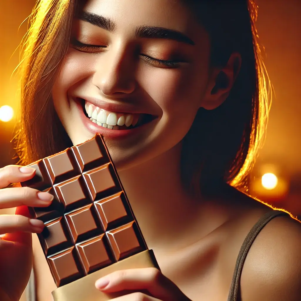 초콜릿을-먹으며-행복해하는-여성