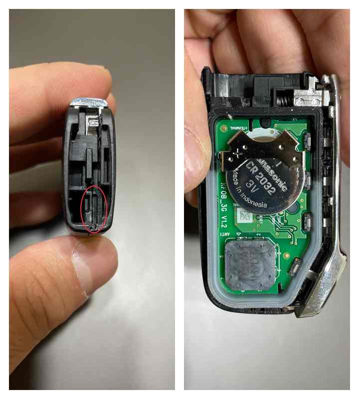 배터리 없을 때 스마트키 분해하는 방법과 분해 후 단면