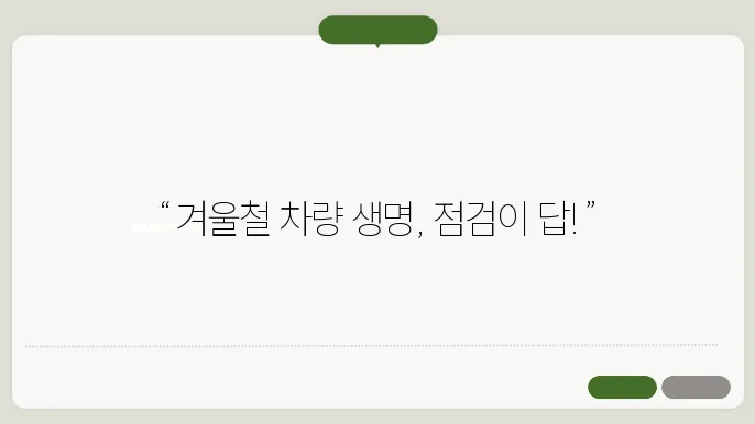 겨울철 차량관리: 지하주차, 배터리, 연료필터 점검
