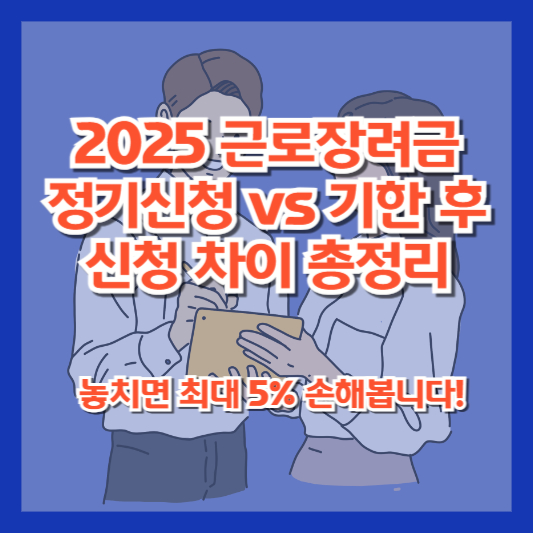 2025 근로장려금 정기신청 vs 기한 후 신청 차이 총정리 – 놓치면 최대 5% 손해봅니다!