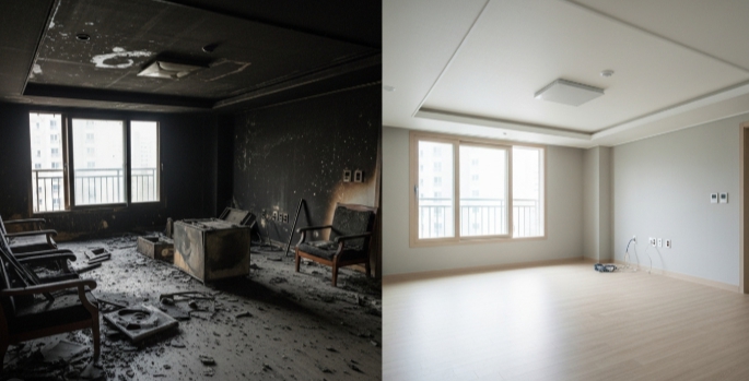 화재 복구 인테리어 전후